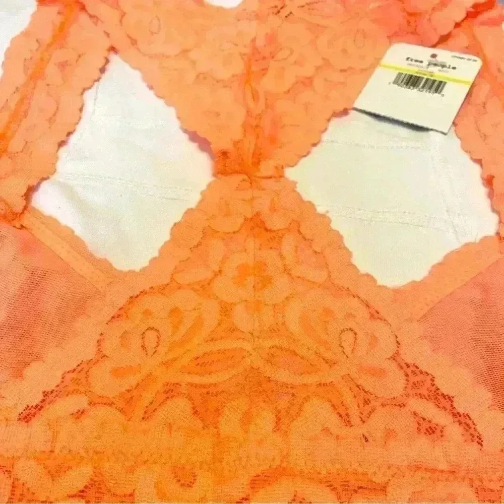 Free People intimately womens small large Orange Lace Bralette delicate halter - Picture 6 of 15